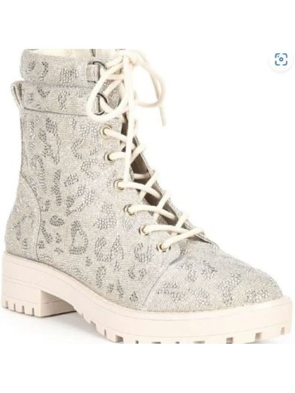 Gianni Bini Balynne Glitzy Leopard Print Sparkle Textile Upper Boots. Size 9.5